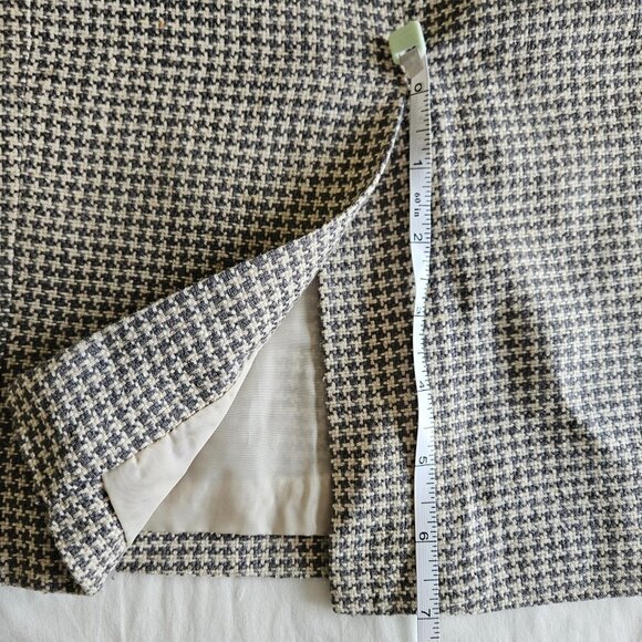 Johnnie-O retro look pintuck front LS houndstooth gray lined silk mini dress XXL - Picture 14 of 16